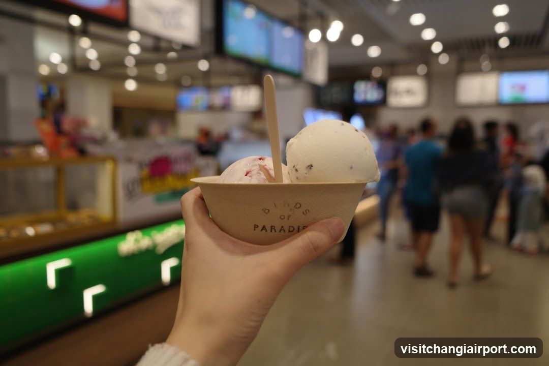 Ice cream cup in hand at food court