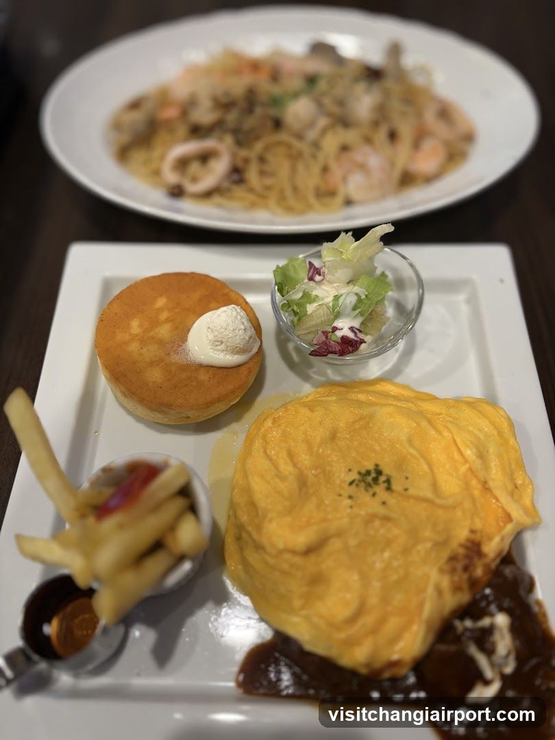 Omelette Rice and Pasta Meal