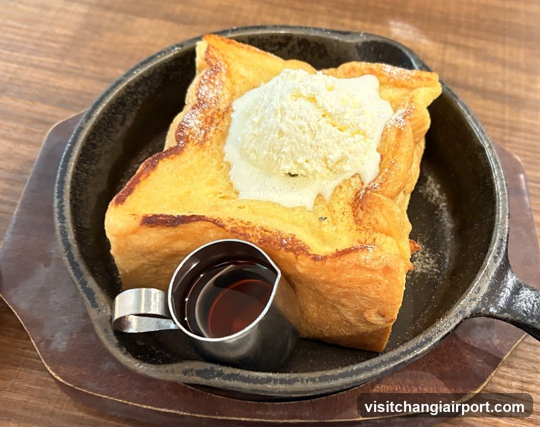French Toast with Ice Cream and Syrup