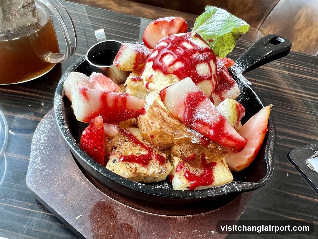 Strawberry French Toast with Syrup and Mint