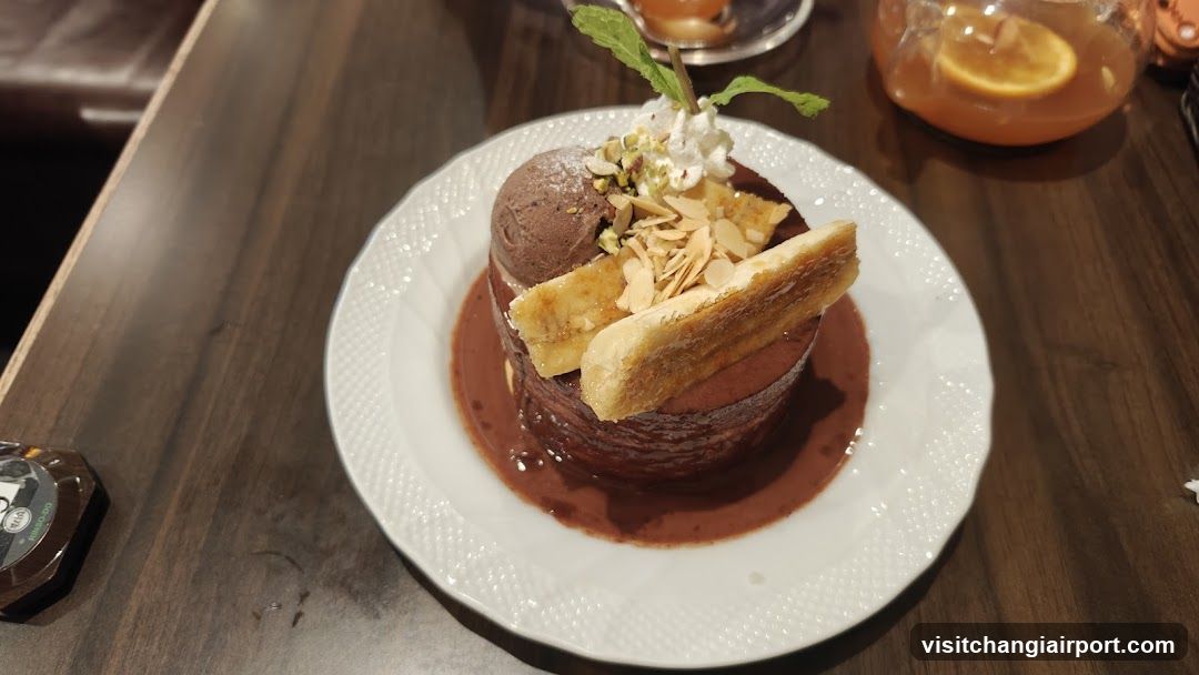 Chocolate Dessert with Ice Cream and Banana