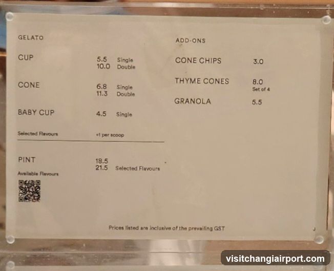 Gelato Price List