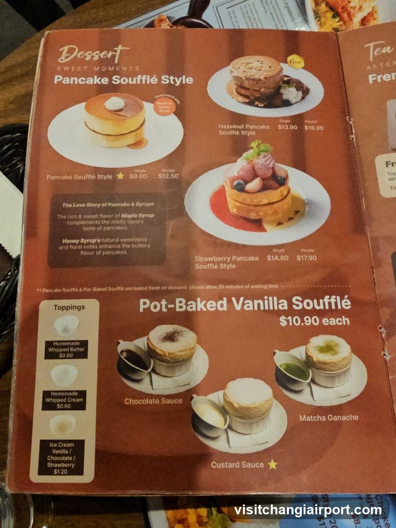 Dessert Menu - Pancake Soufflé & Pot-Baked Vanilla Soufflé