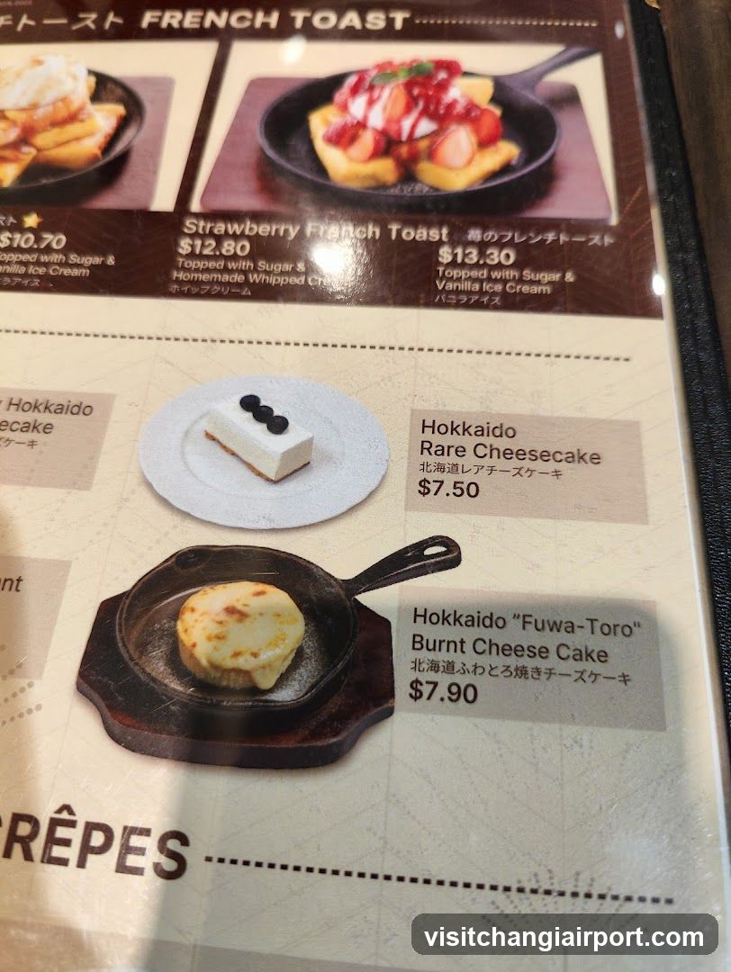 French Toast and Cheesecake Menu