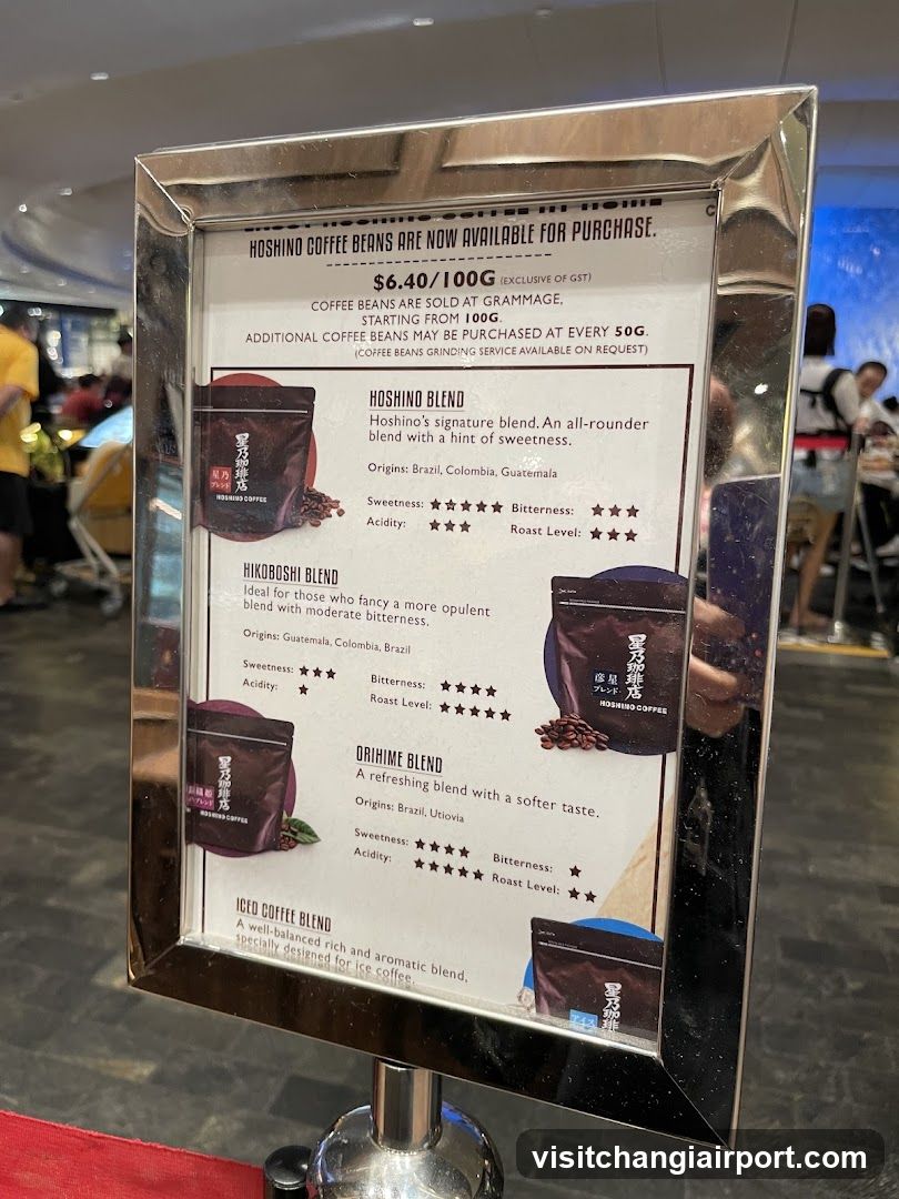 Hoshino Coffee Beans Menu Display