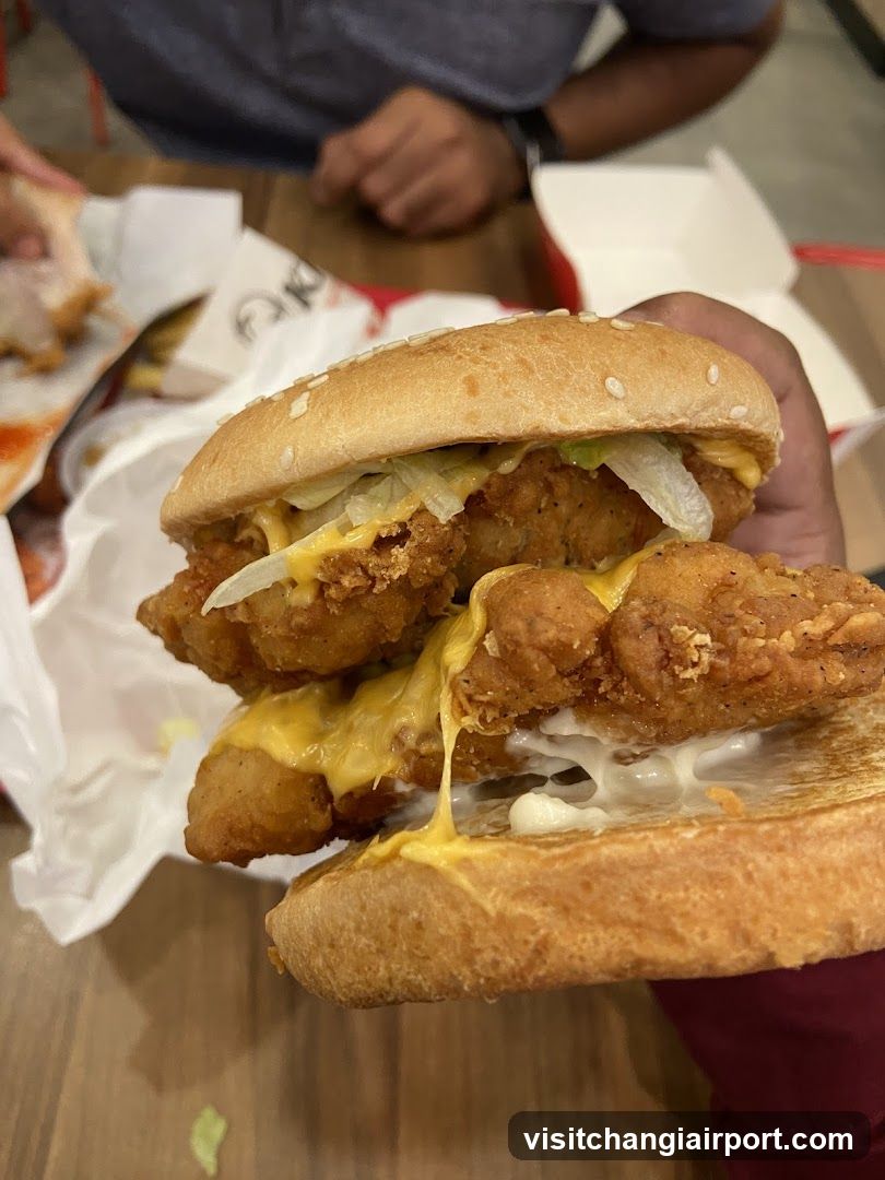 Fried Chicken Sandwich with Cheese and Sauce