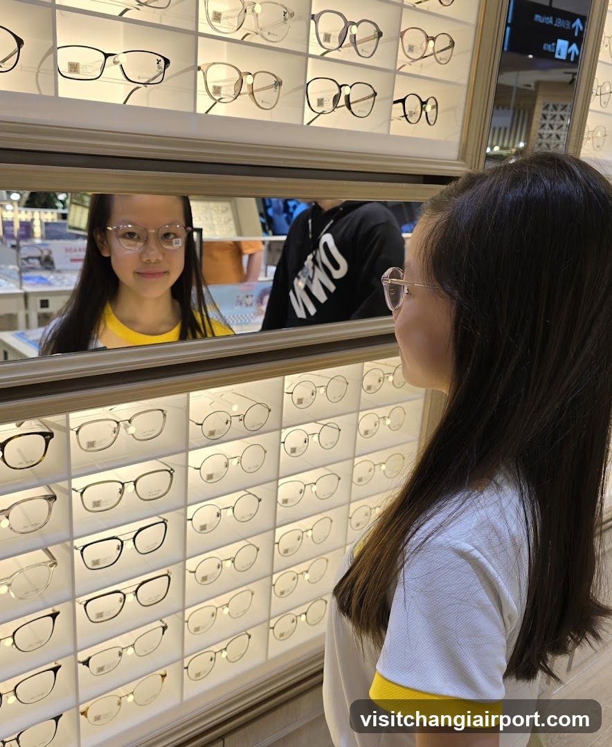 Girl Trying on Glasses in Store
