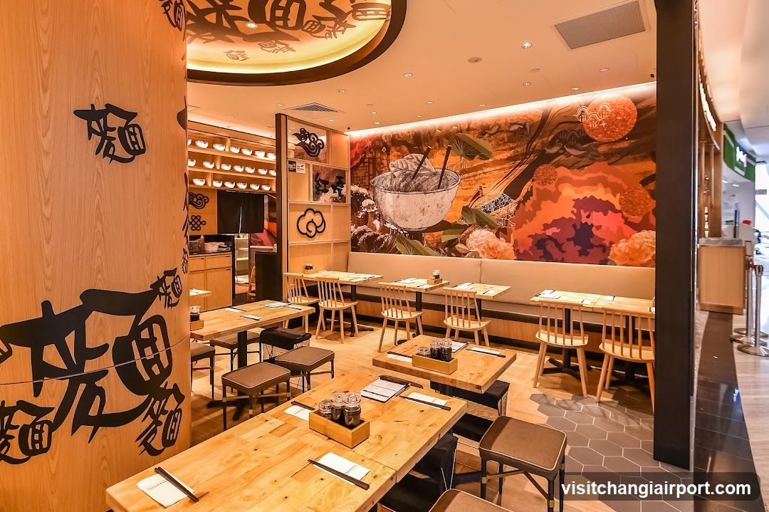 Restaurant Interior with Artistic Wall Decor