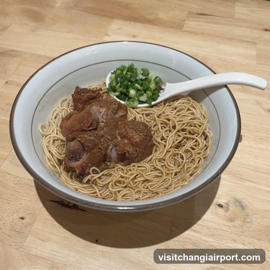 Bowl of Noodles with Meat and Scallions