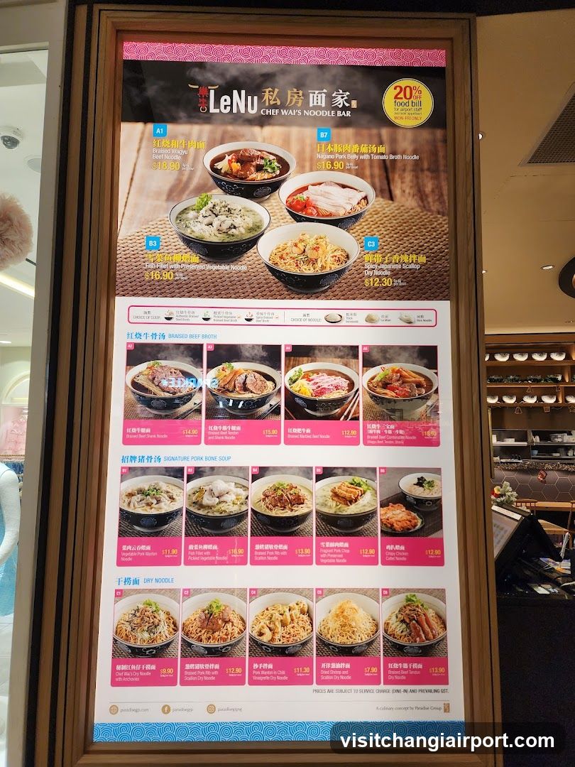 LeNu Chef Way's Noodle Bar Menu Board