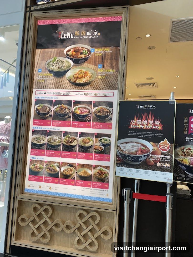 LeNu Chef's Noodle Bar Menu Board
