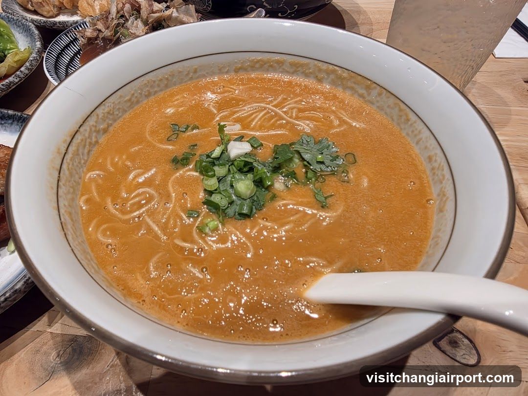 Bowl of Noodle Soup with Garnish