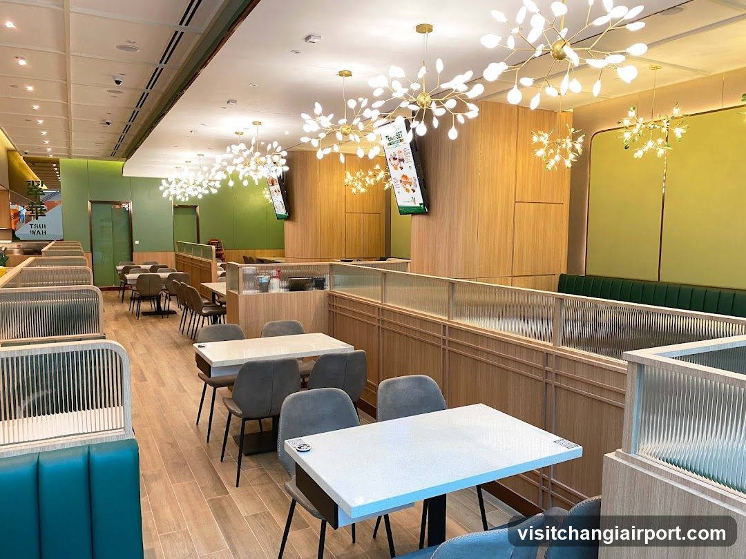Restaurant Interior with Modern Lighting and Seating