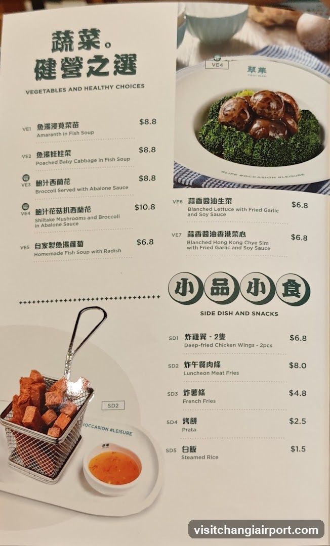 Vegetables and Healthy Choices Menu
