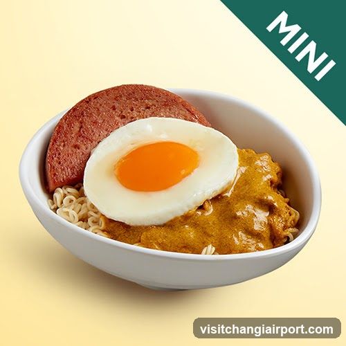 Mini Instant Noodle Bowl with Egg and Sausage