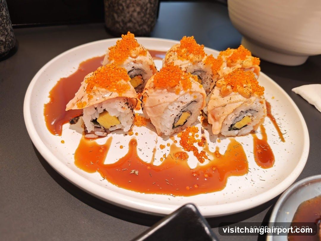 Sushi Roll with Roe Topping