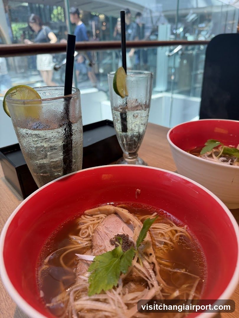 Ramen Bowl with Drinks