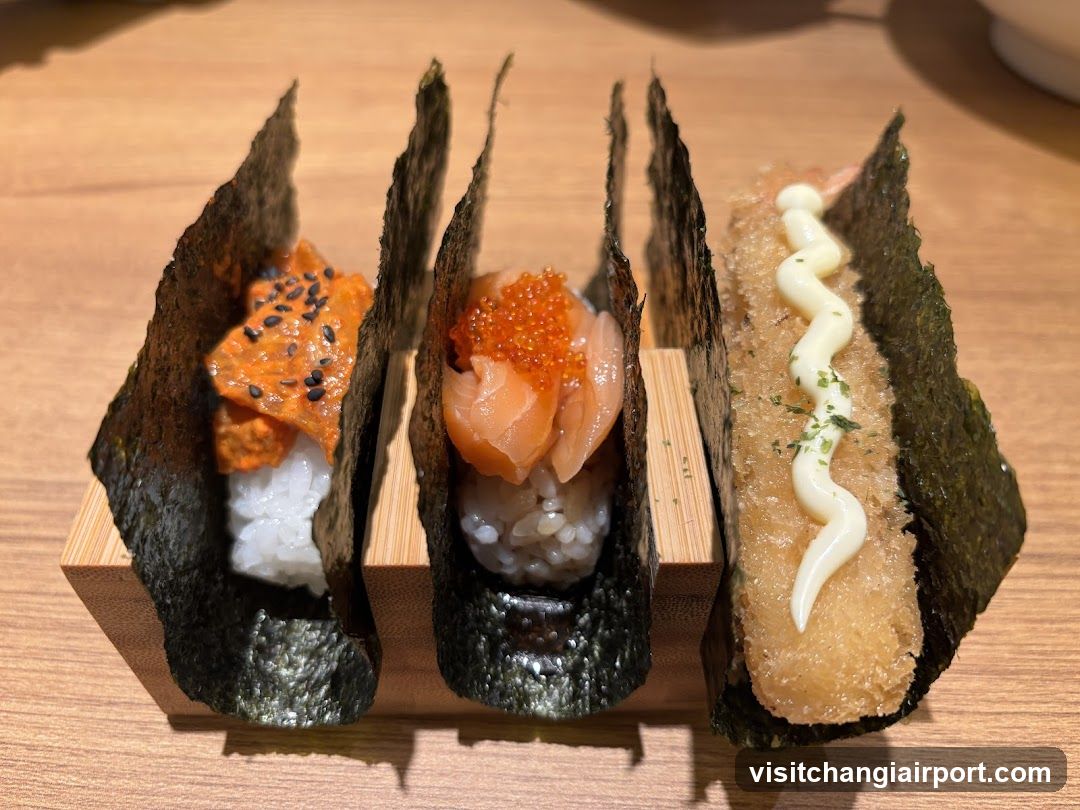 Sushi Hand Rolls on Bamboo Stand