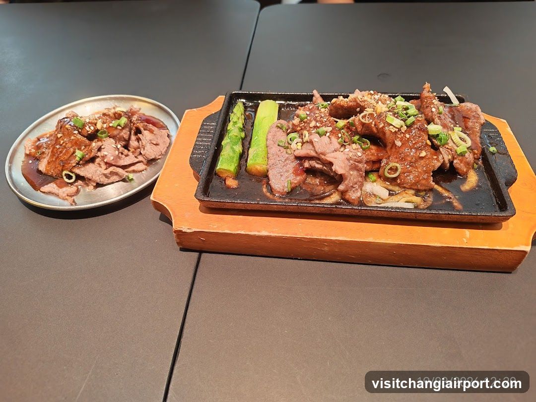 Sizzling Meat Dish with Side Plate