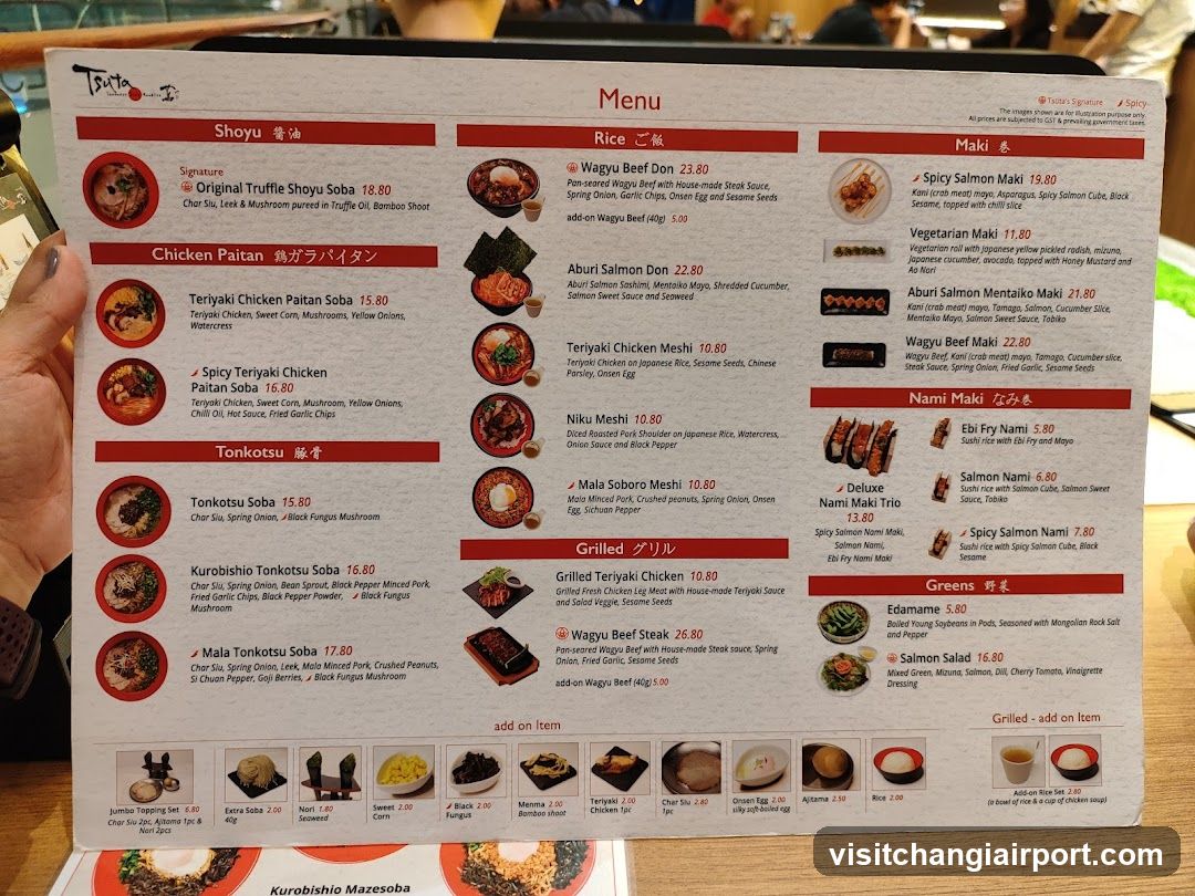 Taito Soba Menu