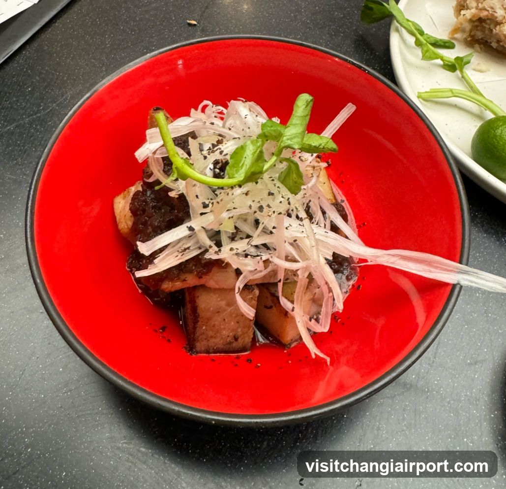 Red Bowl with Meat and Shredded Tofu