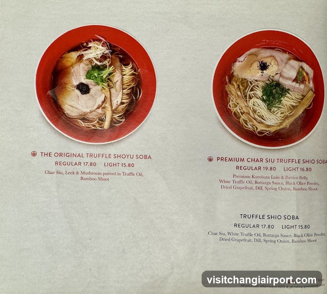 Truffle Shio Soba Menu