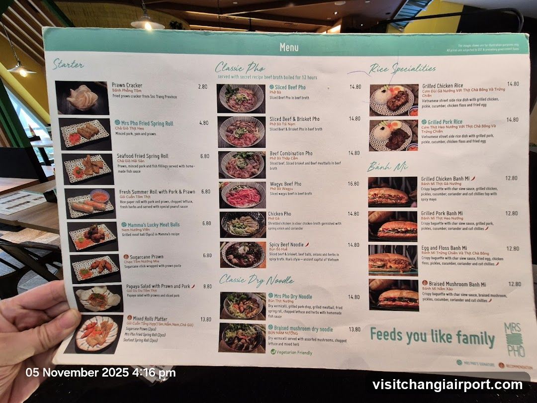 Mrs Pho Menu