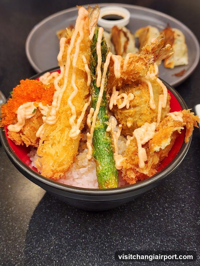 Tempura Bowl with Asparagus and Roe