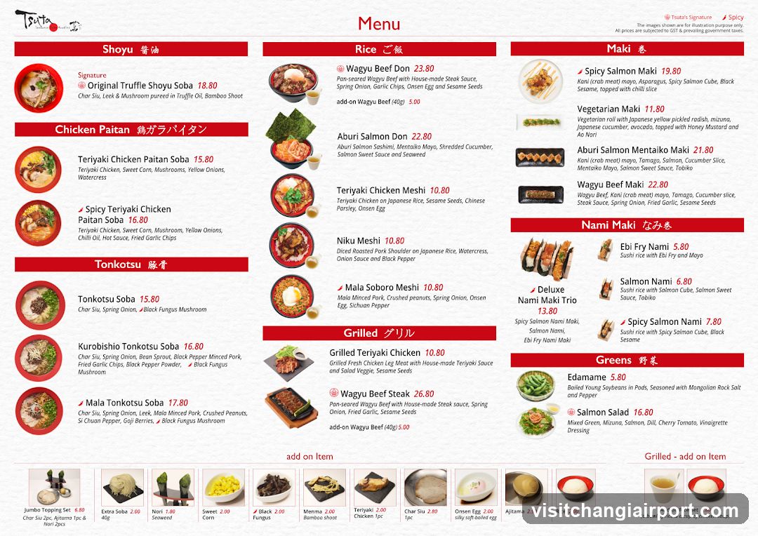 Tortilla Soba Menu