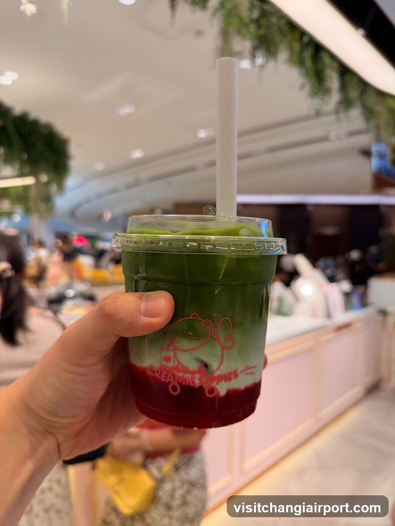 Matcha Latte with Strawberry Layer