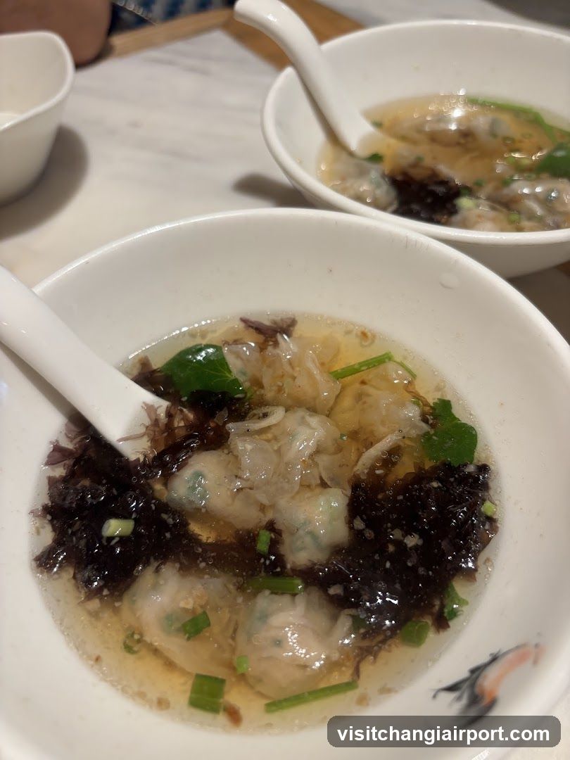 Wonton Soup with Seaweed and Scallions