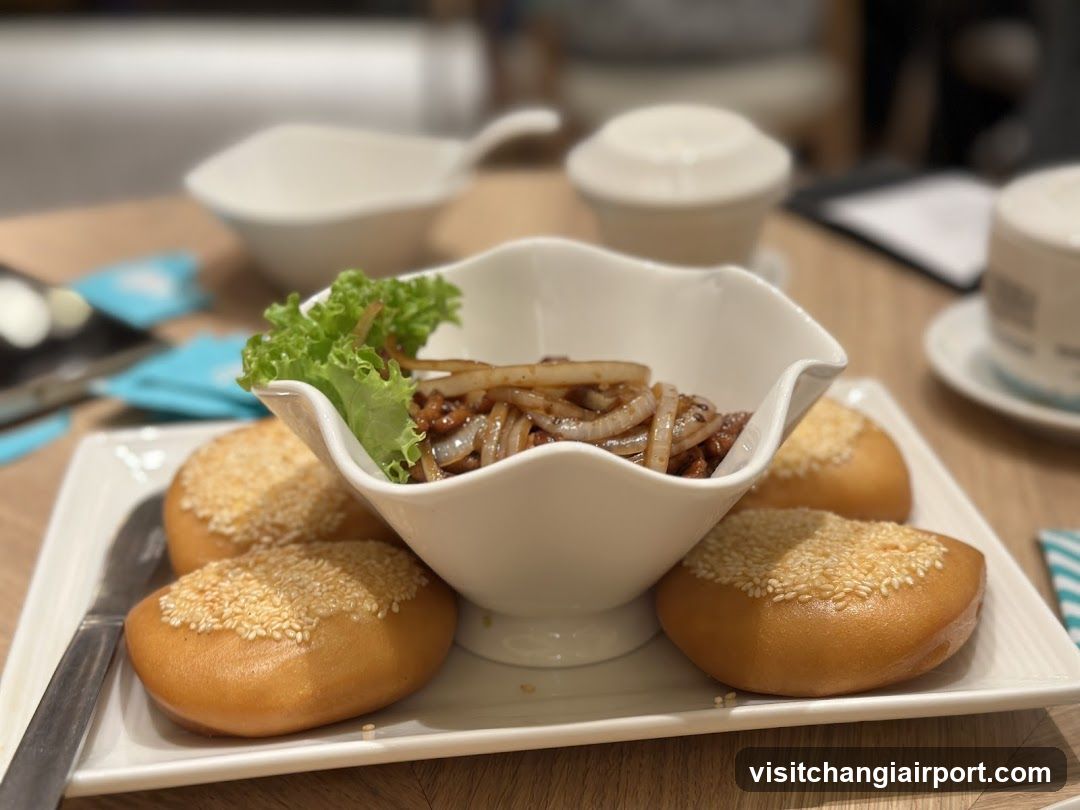 Food Platter with Sesame Buns and Stir-fry