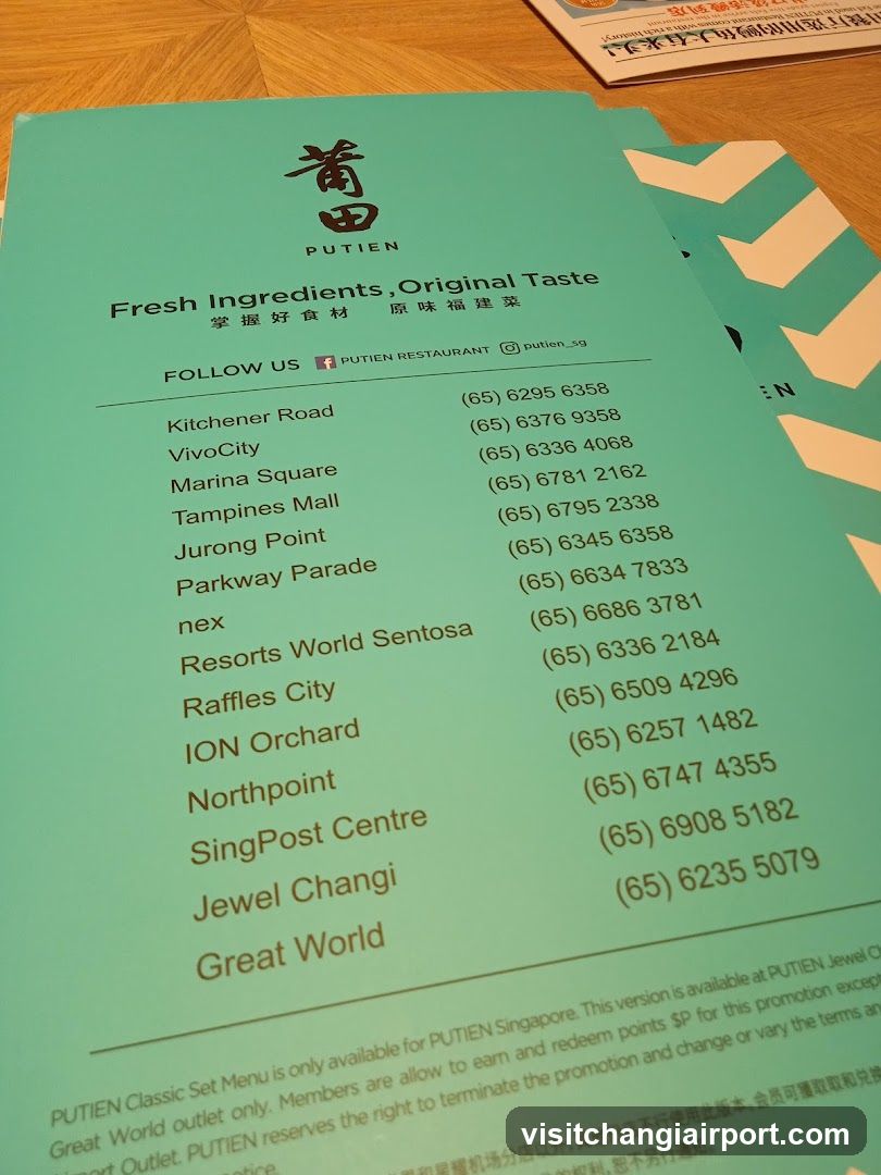 PUTIEN Restaurant Menu