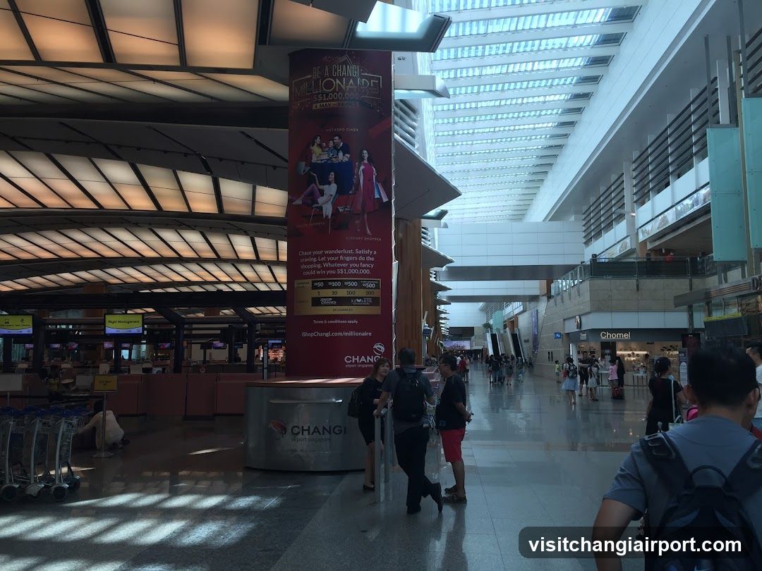 Airport Terminal Interior with Advertisement