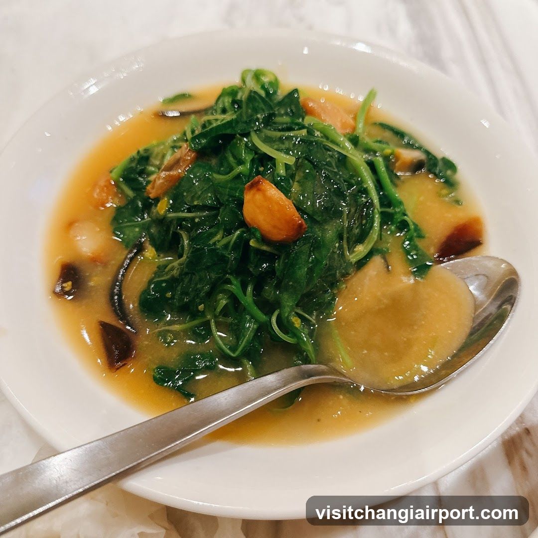 Bowl of Leafy Greens Soup with Broth