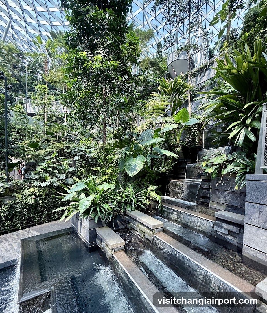 Tropical Indoor Garden with Water Features
