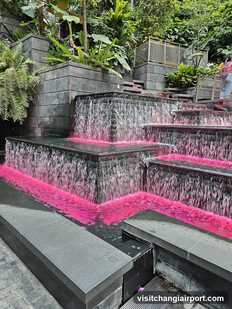 Waterfall with Pink Lighting