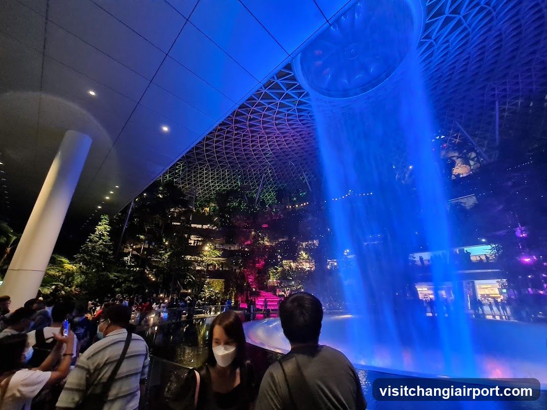 Singapore's Jewel Changi Indoor Waterfall Scene
