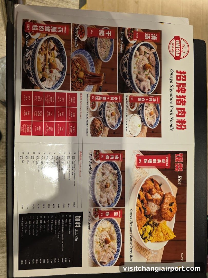 Omega Signature Pork Noodle Menu