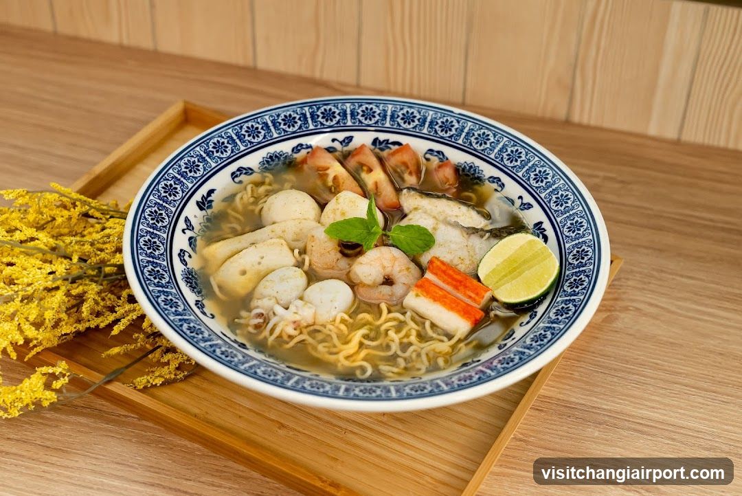 Noodle Bowl with Seafood and Vegetables