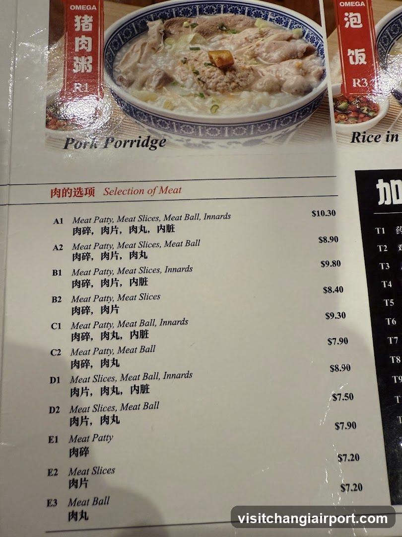 Pork Porridge and Meat Selection Menu