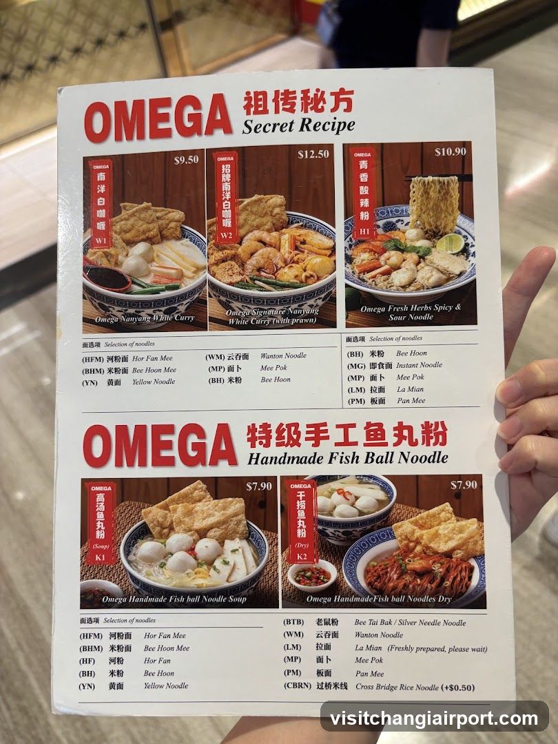 OMEGA Secret Recipe & Handmade Fish Ball Noodle Menu