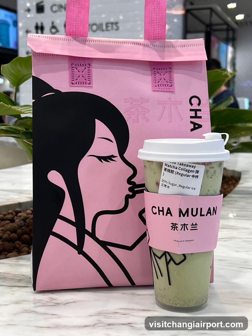 Cha Mulan Matcha Collagen Drink and Bag