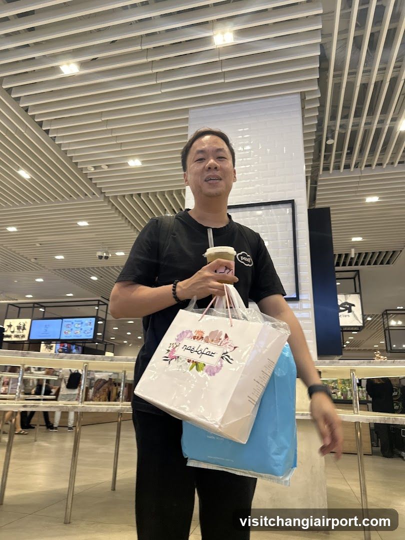 Man holding shopping bags in mall