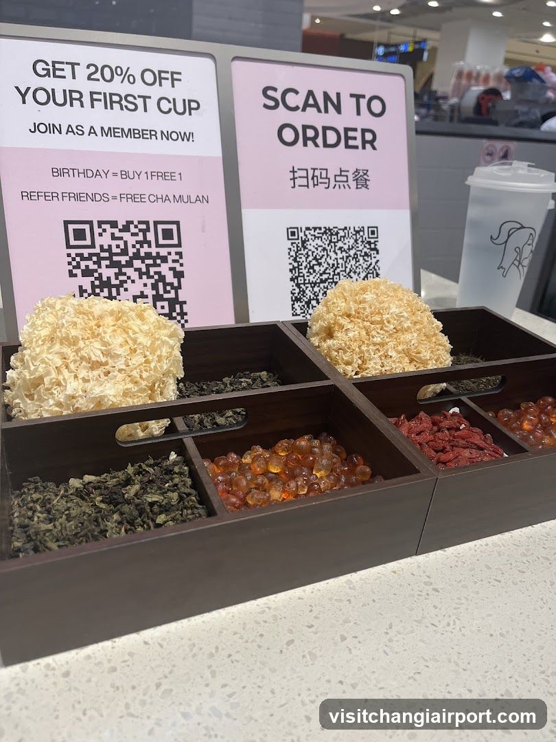Tea Ingredients Display with QR Codes