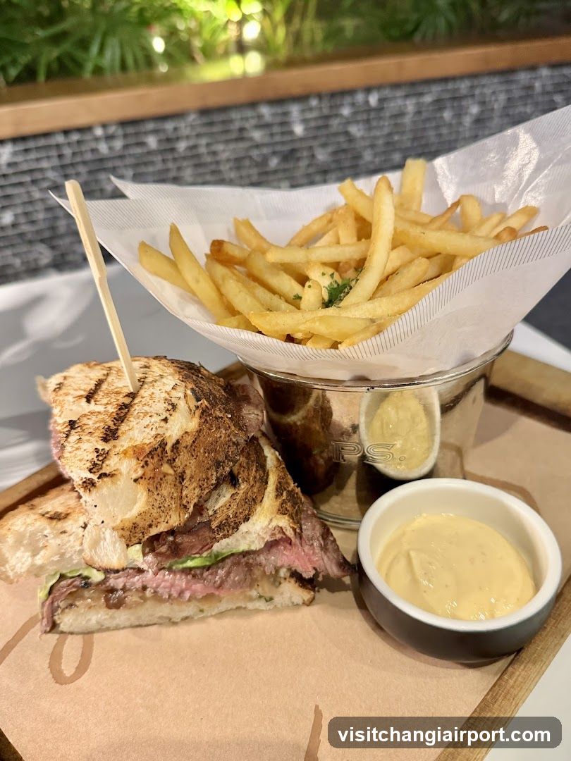 Grilled Sandwich with Fries and Sauce