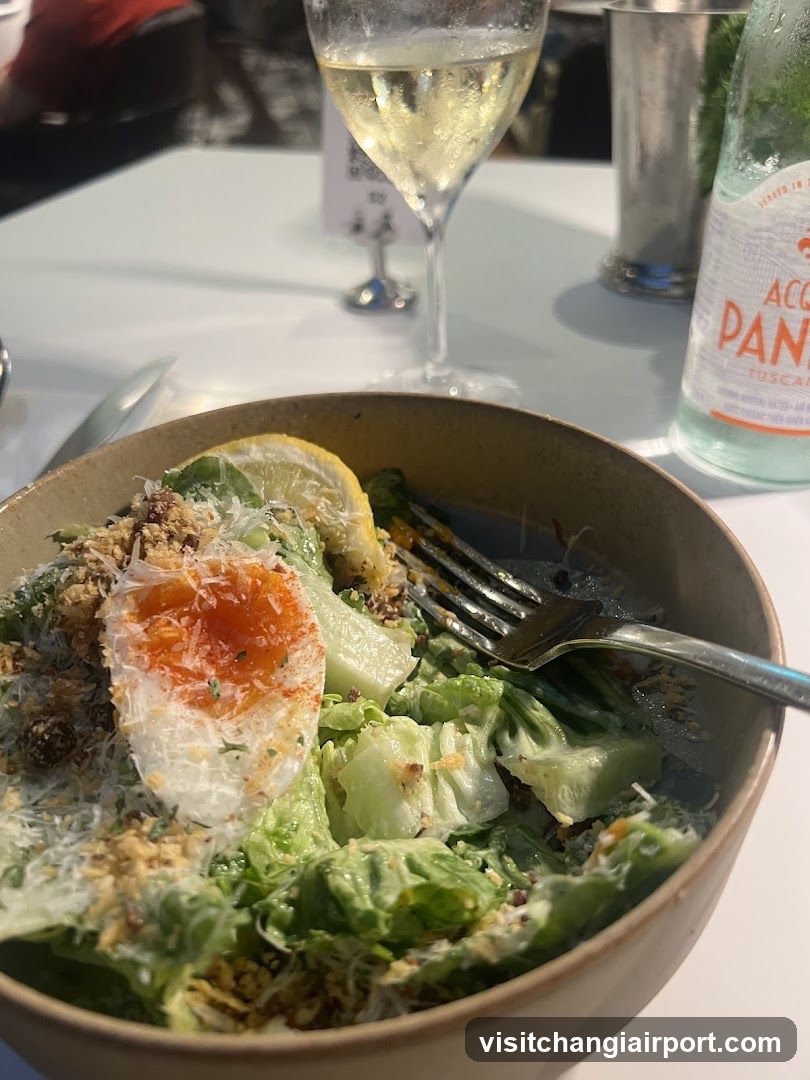 Salad with Poached Egg and Wine
