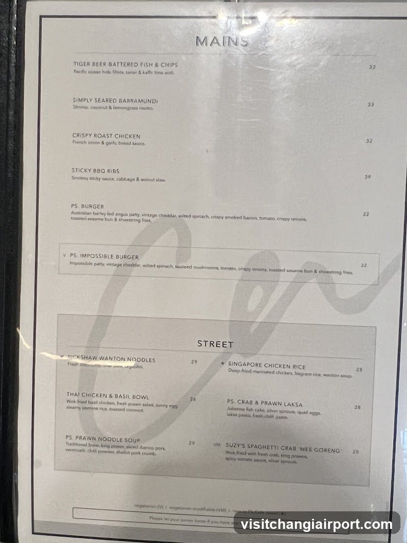 Mains & Street Menu