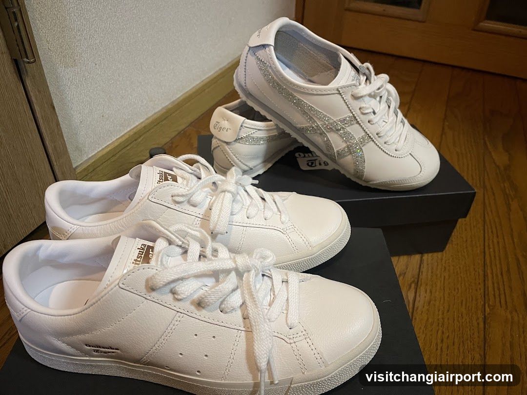White Onitsuka Tiger Shoes Display