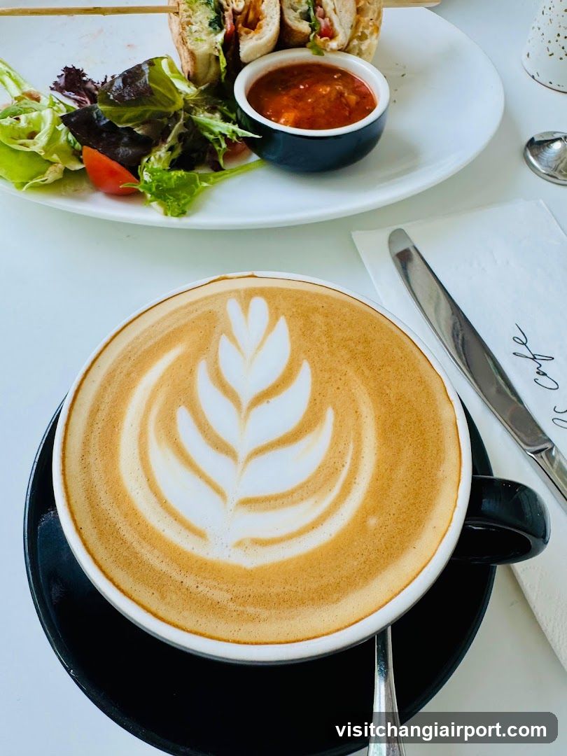 Latte Art and Sandwich Meal